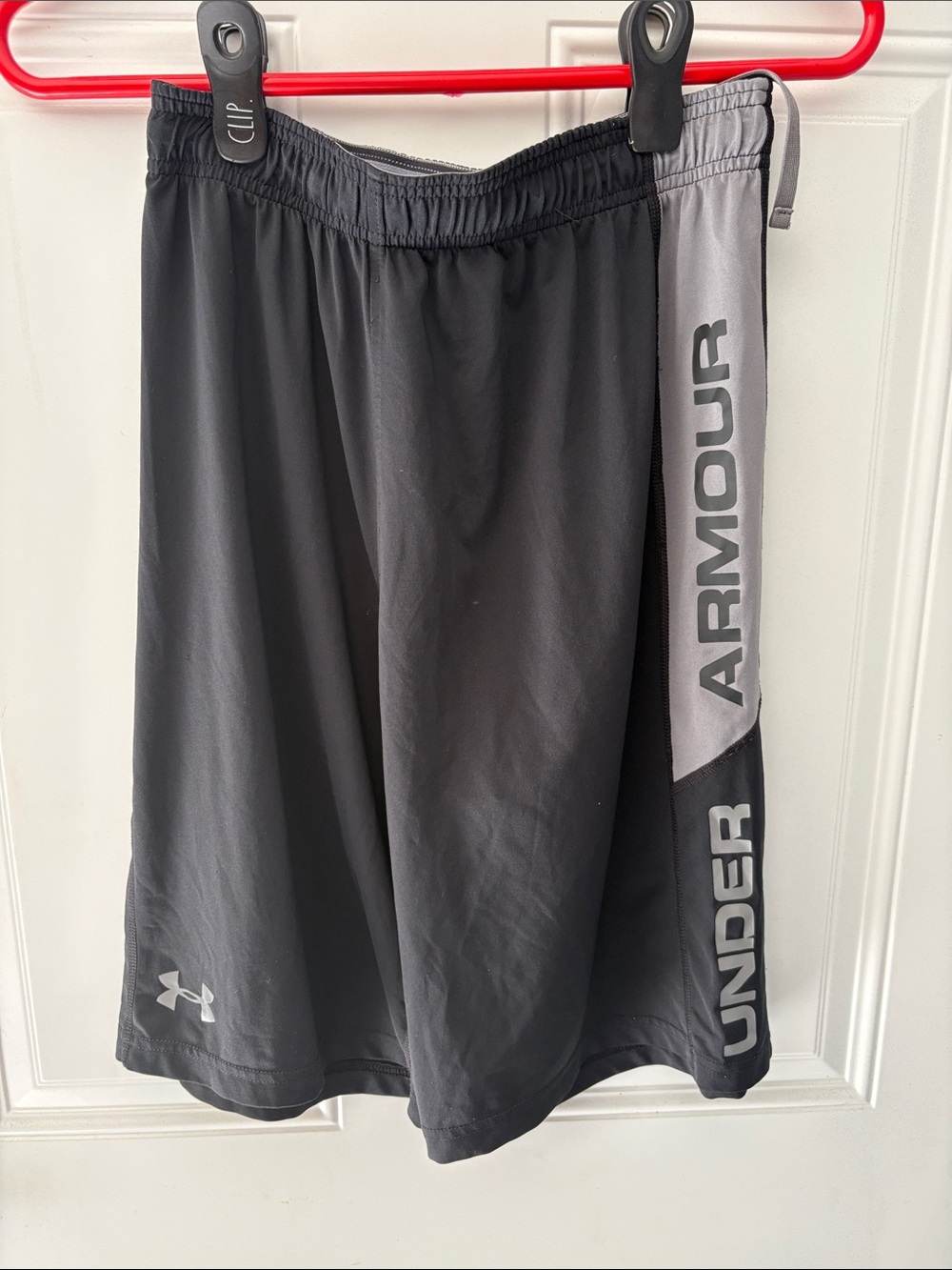 Under Armour Black Shorts with Gray Side Panel and Logo